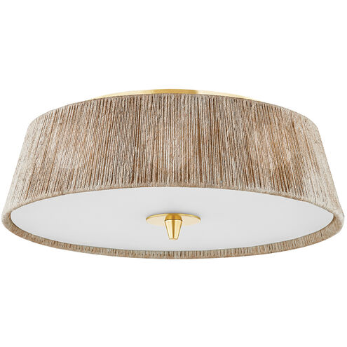 George 3 Light 18 inch Aged Brass Semi Flush Ceiling Light