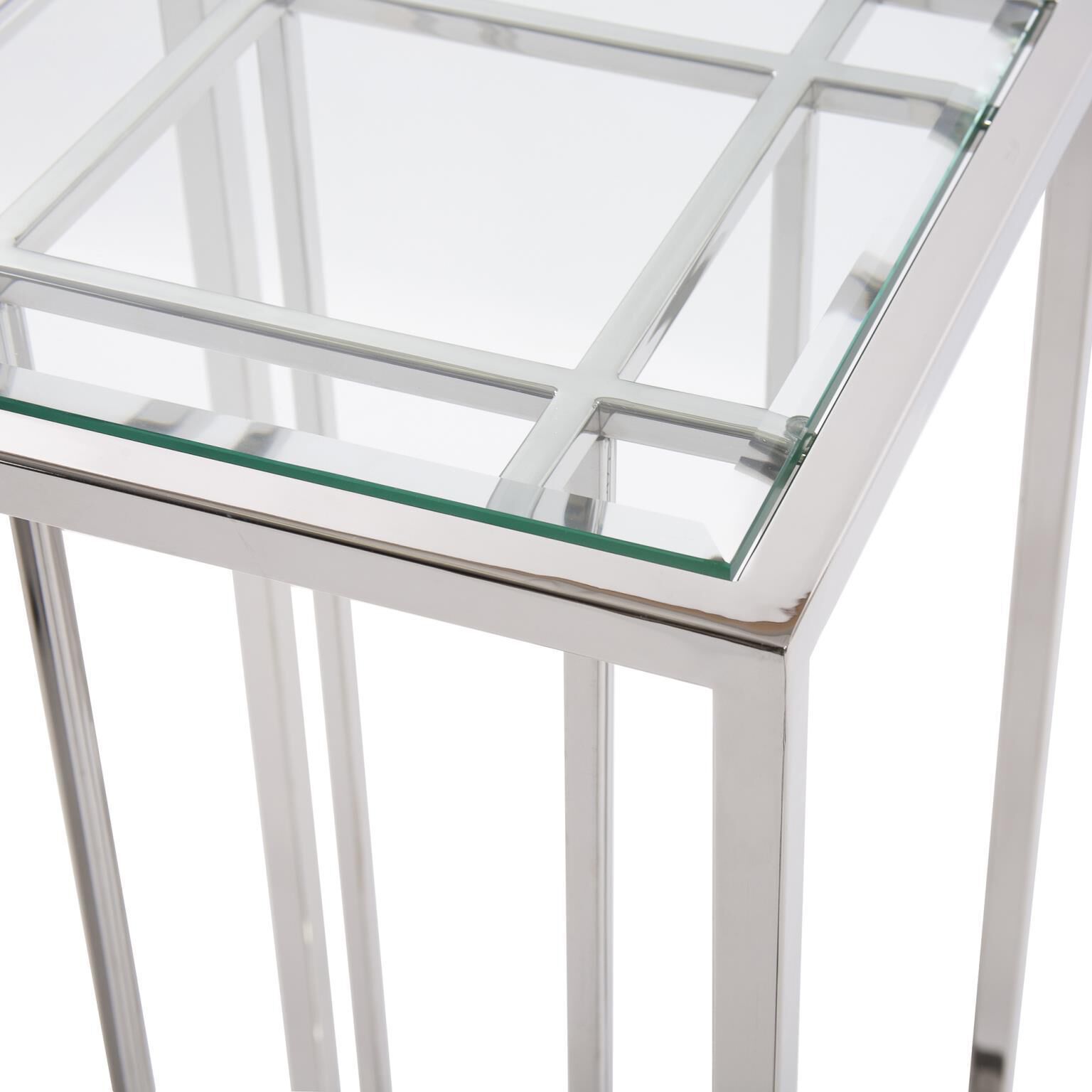 Echo 36 X 14 inch Polished Stainless Steel Pedestal Table