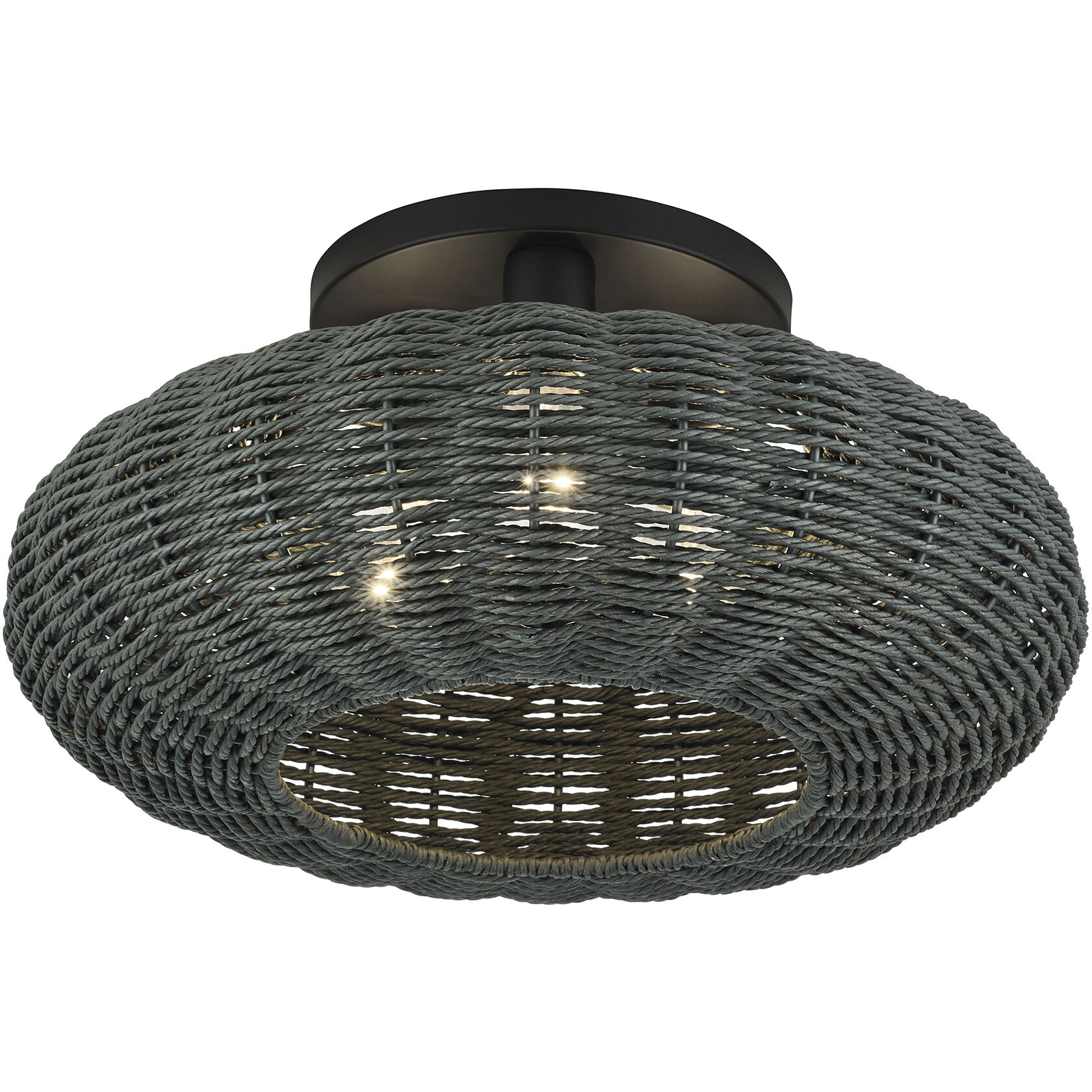 Deluna 3 Light 18 inch Black Semi Flush Mount Ceiling Light, Large