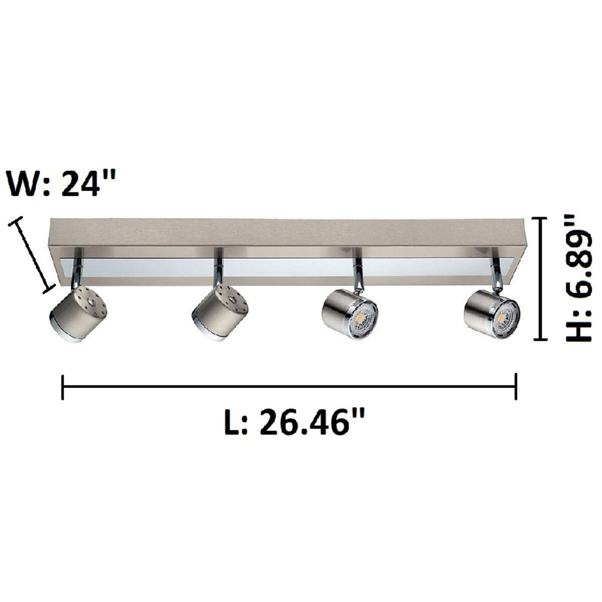 Pierino 4 Light 120 Satin Nickel and Chrome Track Light Ceiling Light