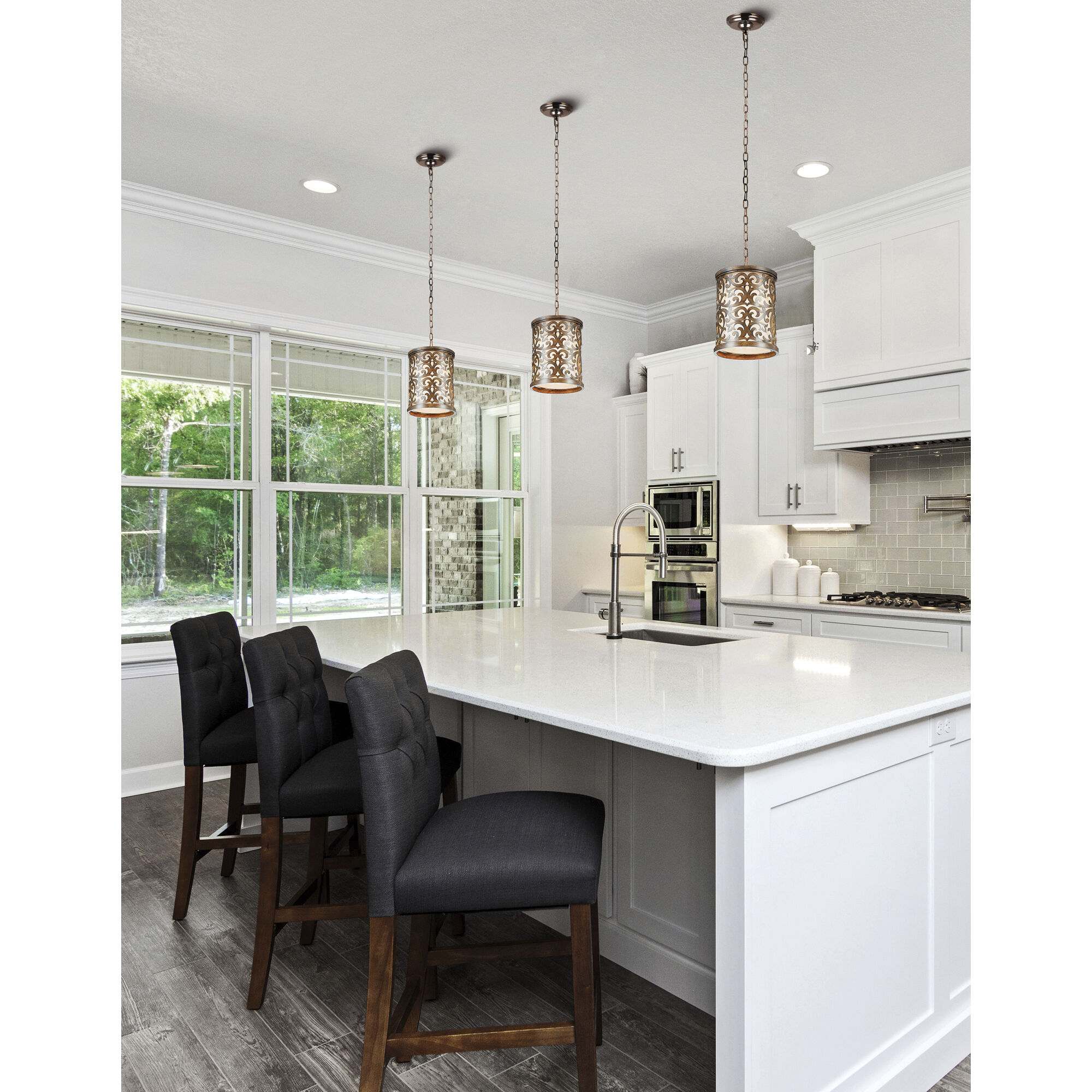 Nicole 1 Light 9 inch Brushed Chocolate Drum Shade Mini Pendant Ceiling Light