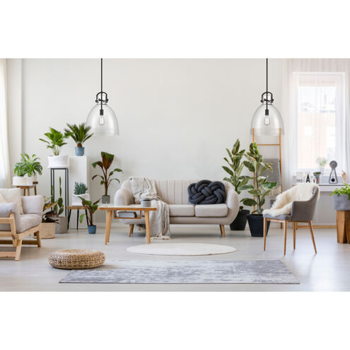 Newton Bell 1 Light 14 inch Matte Black Pendant Ceiling Light in Clear Glass