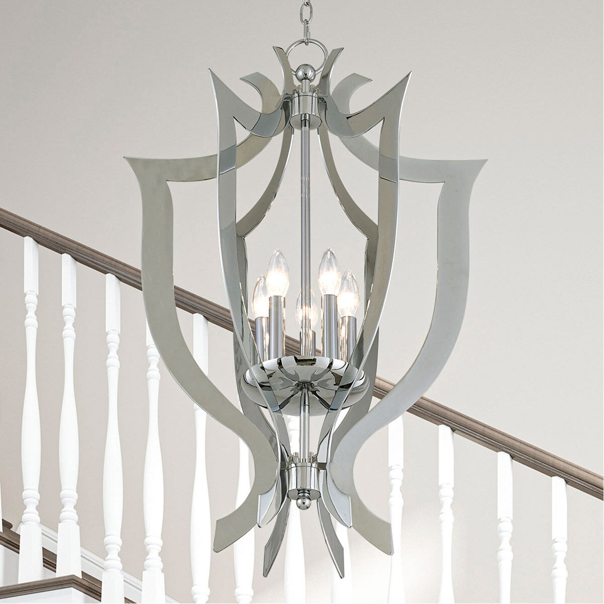 Aldrich 5 Light 21 inch Polished Chrome Lantern Chandelier Ceiling Light