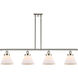 Ballston Large Cone 4 Light 48 inch Polished Nickel Island Light Ceiling Light in Matte White Glass