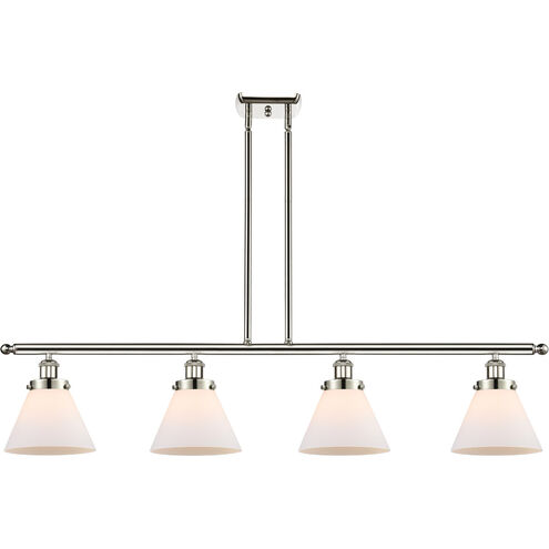 Ballston Large Cone 4 Light 48 inch Polished Nickel Island Light Ceiling Light in Matte White Glass