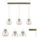 Newton Sphere 3 Light 39.75 inch Brushed Brass Linear Pendant Ceiling Light in Seedy Glass