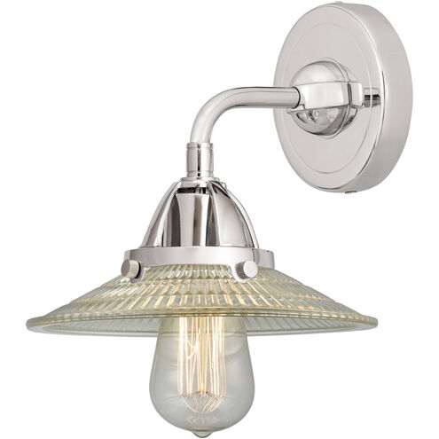 Nouveau 2 Halophane LED 9 inch Polished Chrome Sconce Wall Light in Clear Halophane Glass