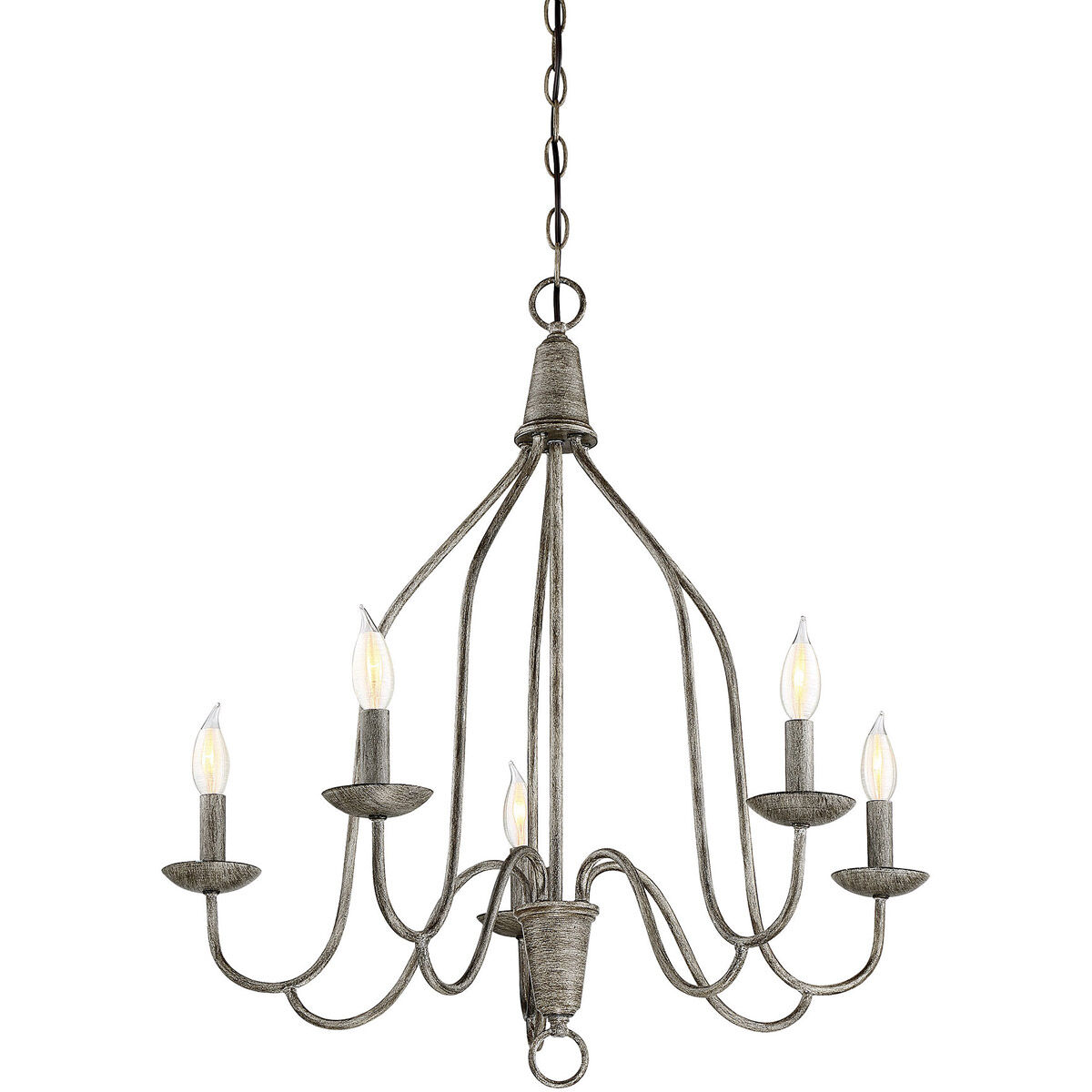 Traditional 5 Light 27 inch Distressed Wood Chandelier Ceiling Light