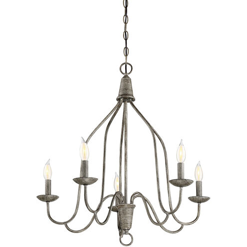 Traditional 5 Light 27 inch Distressed Wood Chandelier Ceiling Light 