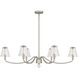 McKinney 6 Light 44 inch Brushed Nickel Linear Chandelier Ceiling Light, Medium