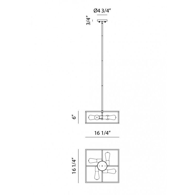 Candid 4 Light 16.25 inch Rusty Black Pendant Ceiling Light