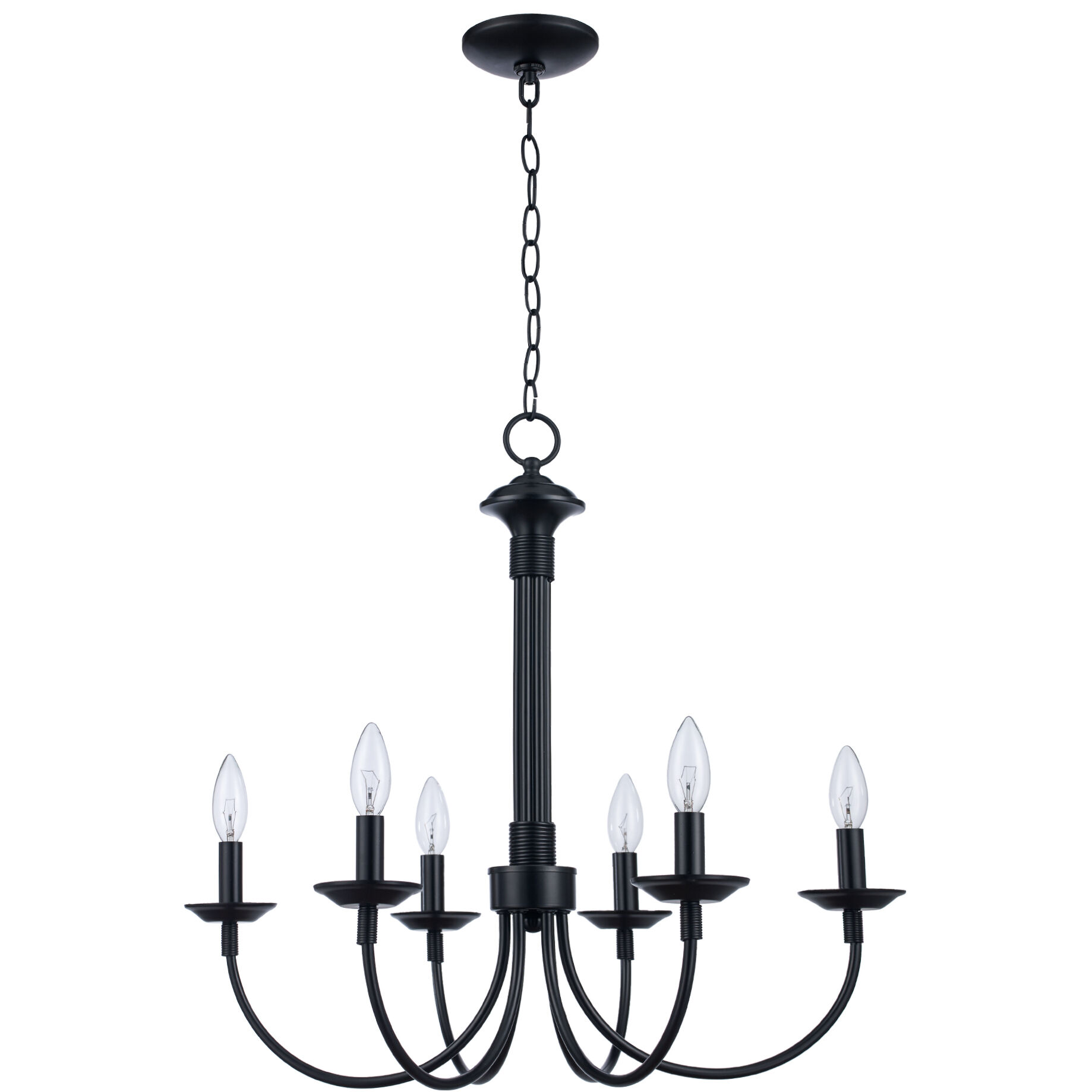 Candle 6 Light 24 inch Black Chandelier Ceiling Light
