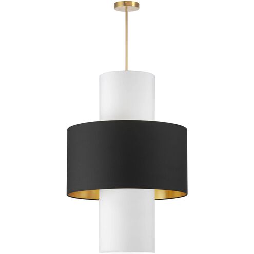 Patrona 4 Light 22 inch Aged Brass Pendant Ceiling Light in Black/Gold Jewel Tone