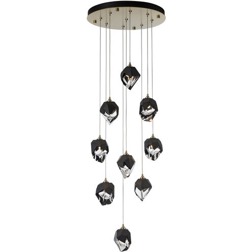 Chrysalis 9 Light 20.5 inch Modern Brass Pendant Ceiling Light in Black Crystal, Small