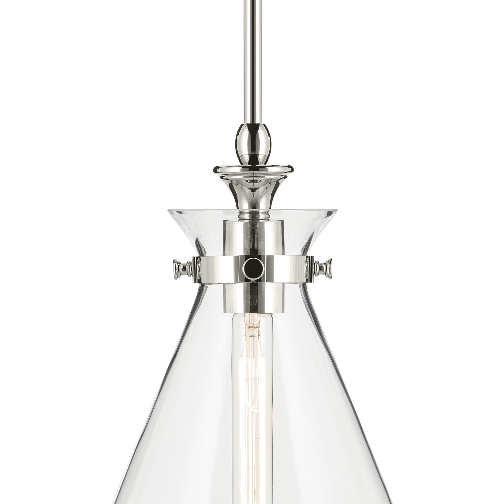 Laria 1 Light Polished Nickel Pendant Ceiling Light in Clear