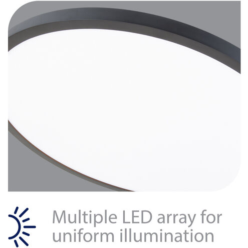 Round LED 15 inch Black Flush Mount Ceiling Light in 3500K