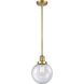 Franklin Restoration Beacon 1 Light 8 inch Satin Gold Mini Pendant Ceiling Light in Incandescent, Seedy, Franklin Restoration