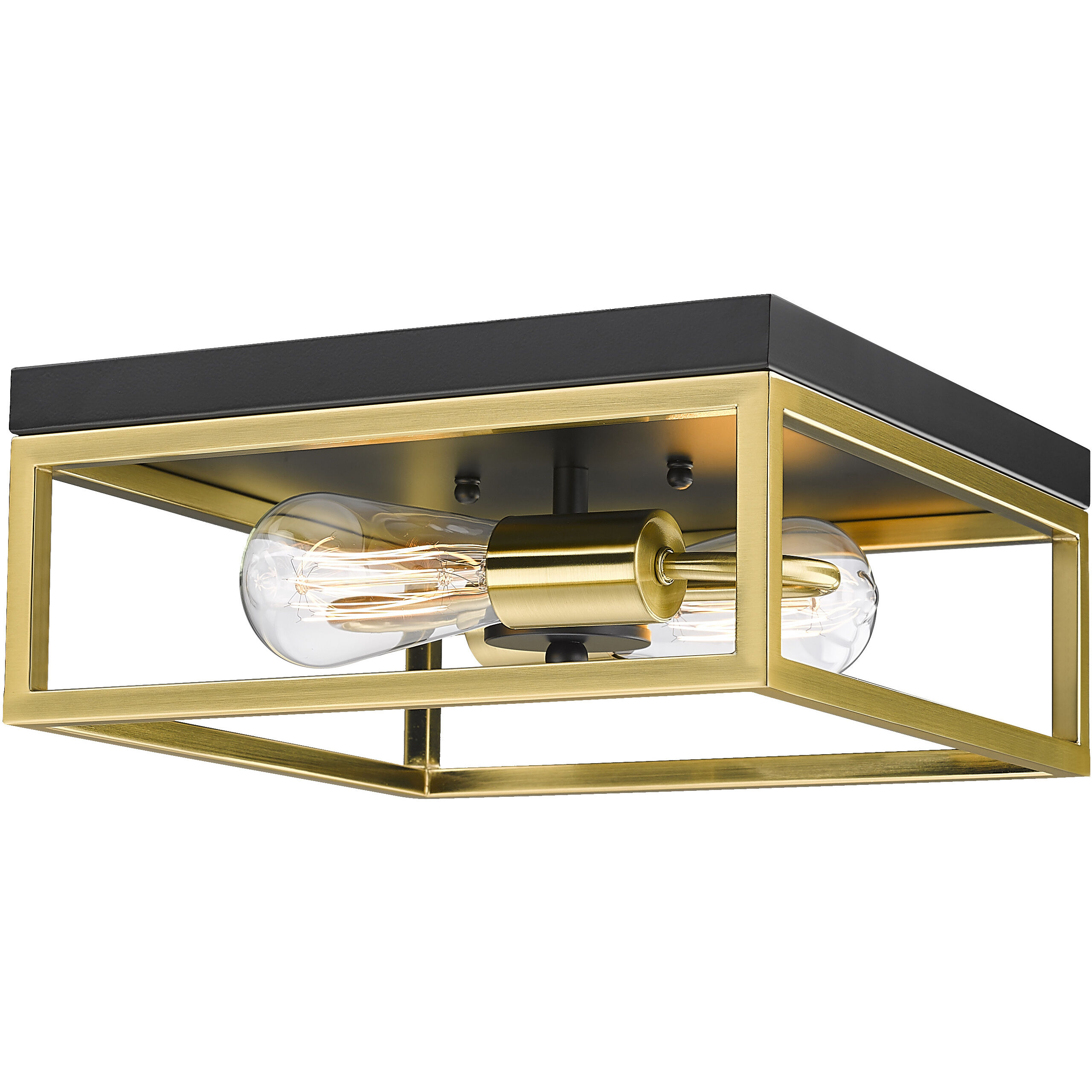 Canada 2 Light 12 inch Black and Gold Flush Mount Ceiling Light