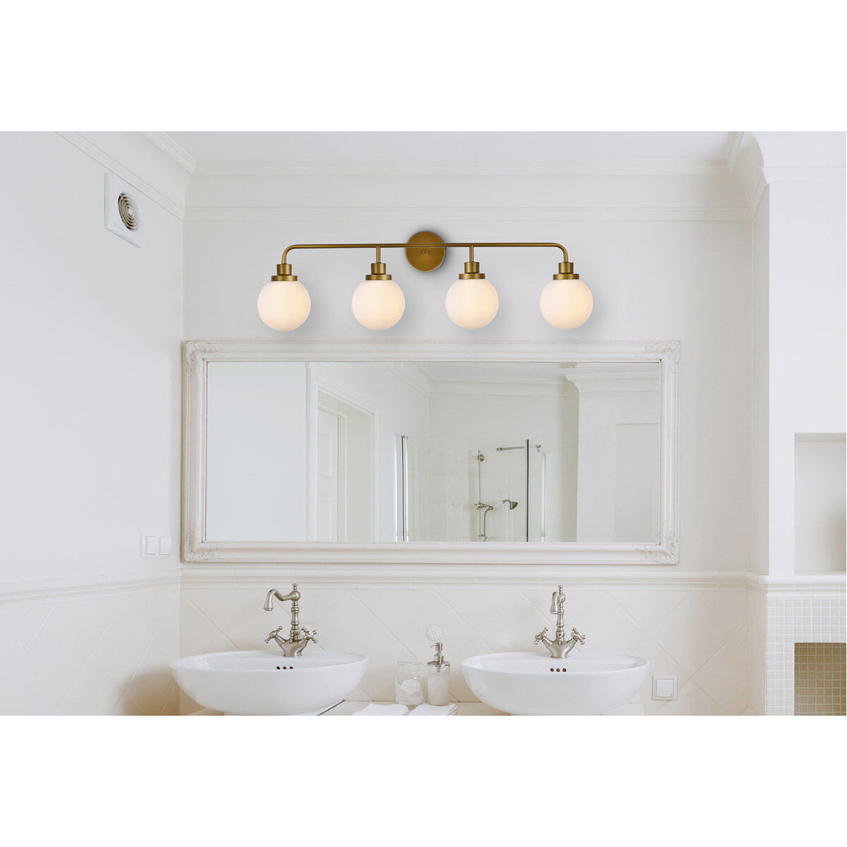 Hanson 4 Light 38 inch Brass Bath Sconce Wall Light