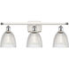 Ballston Castile 3 Light 26 inch White and Polished Chrome Bath Vanity Light Wall Light in Clear Glass, Ballston