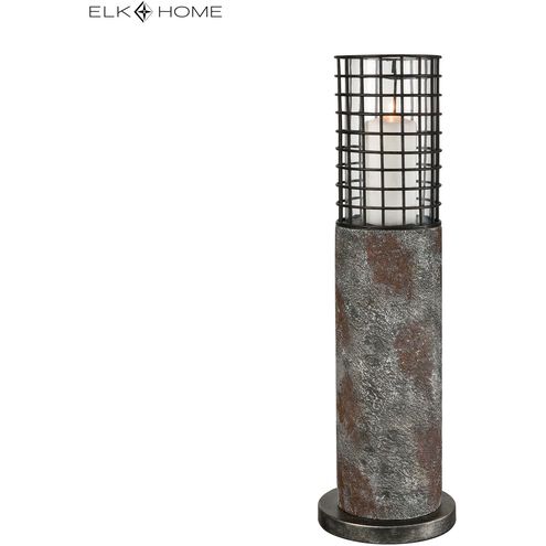 Gendarme 26 X 6 inch Weathered Stone with Black and Clear Outdoor Candleholder, Pillar