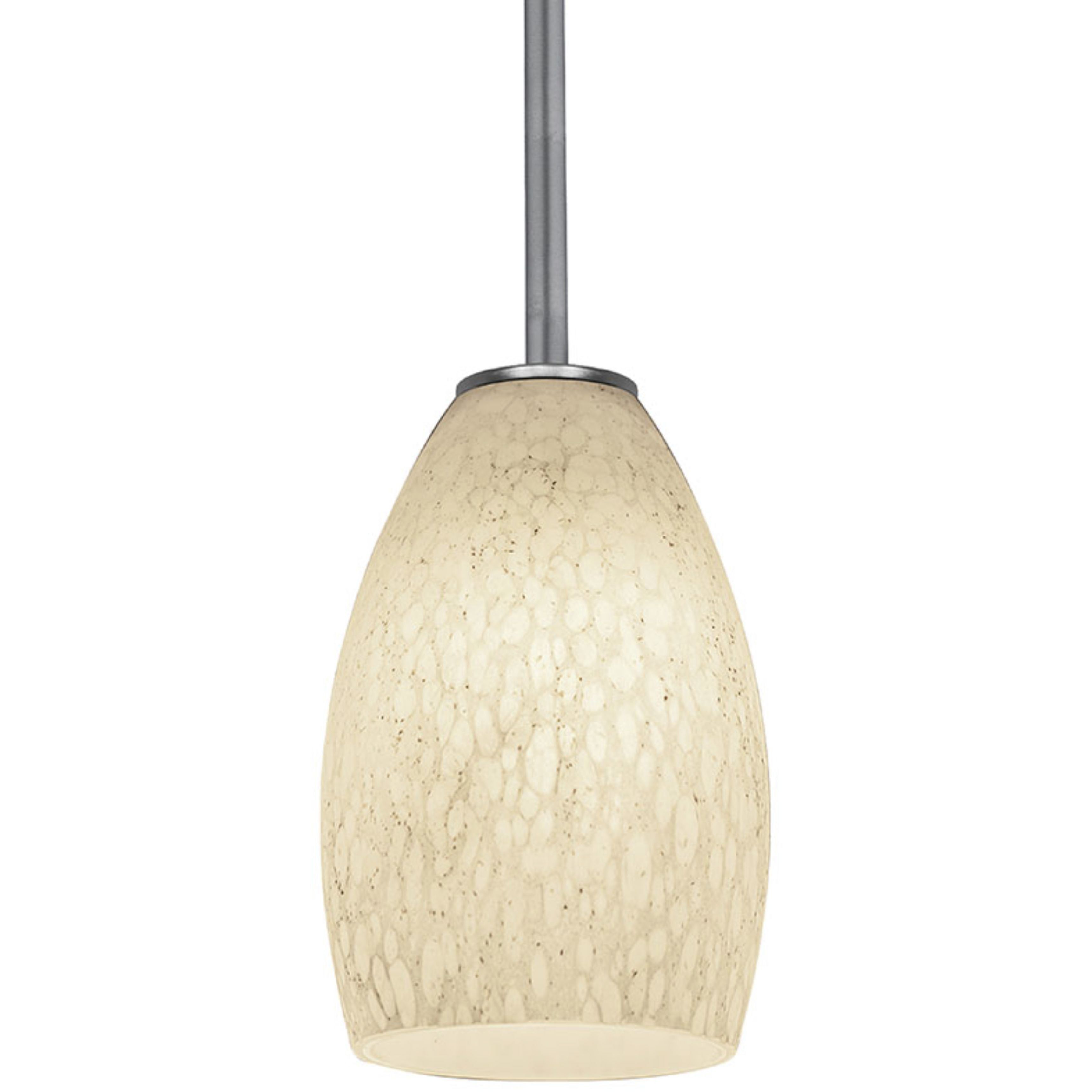 Champagne LED 5 inch Brushed Steel Pendant Ceiling Light in White Stone
