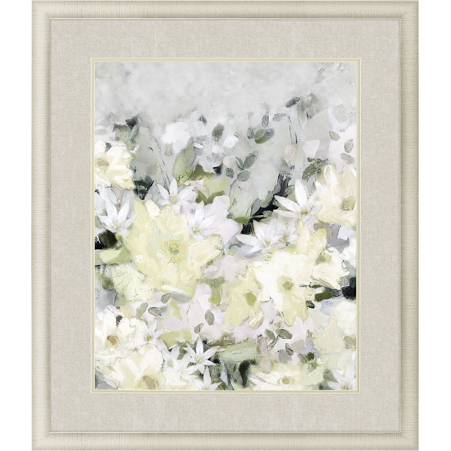 Spring Burst Green and Gray and Neutral and Yellow Framed Art