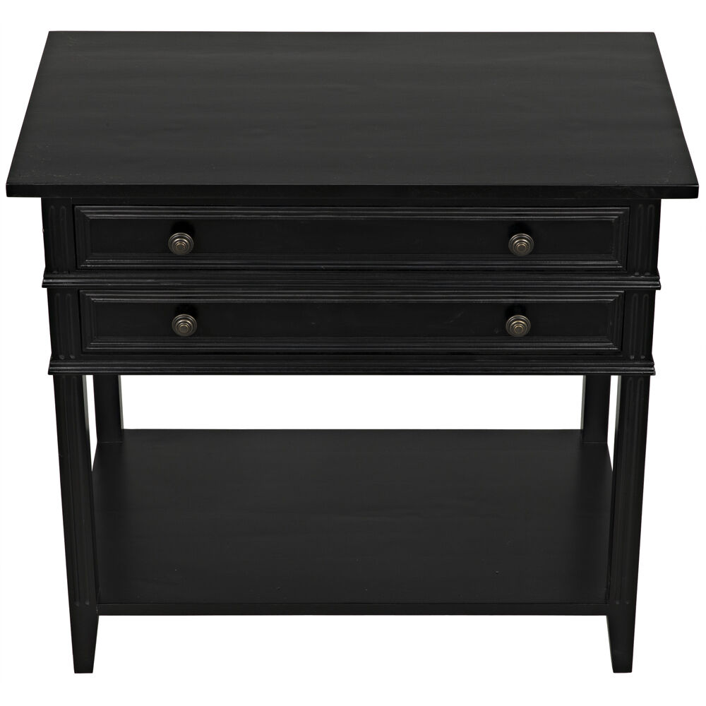 Colonial 35 X 32 inch Distressed Black Side Table, 2 Drawer