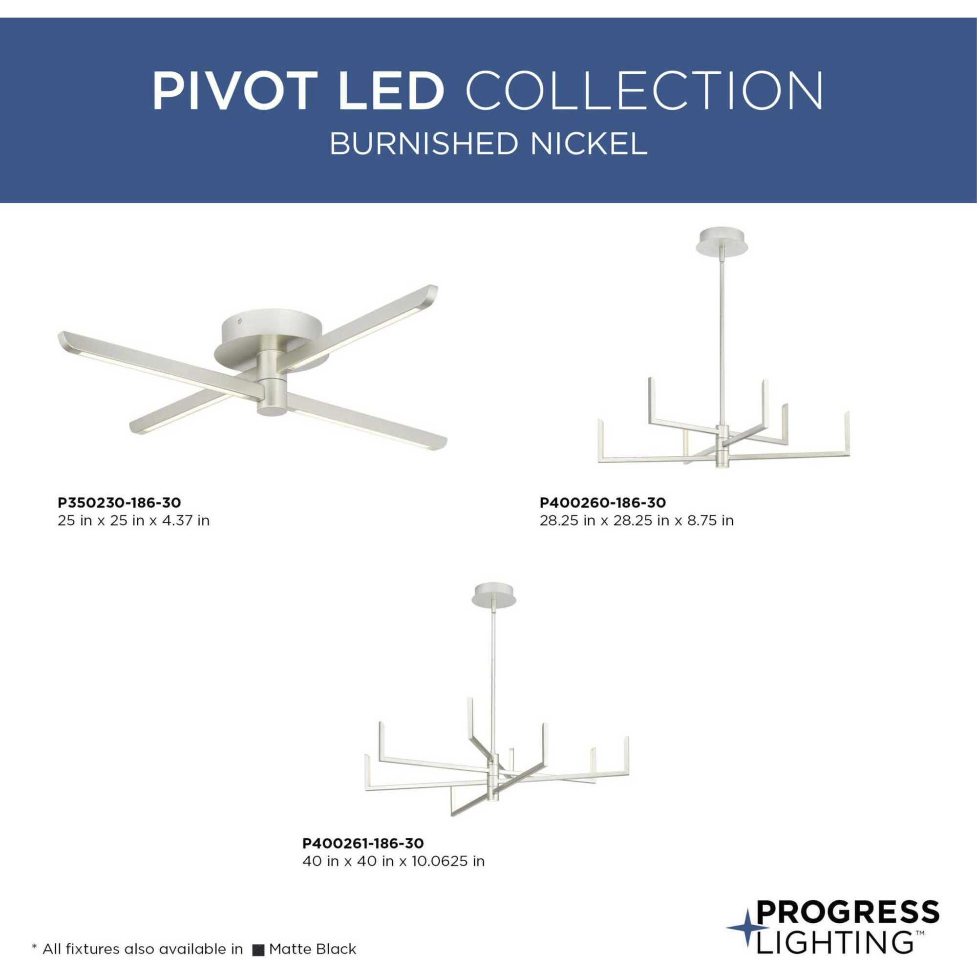 Pivot LED LED 28 inch Burnished Nickel Chandelier Ceiling Light, Progress LED