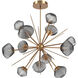 Mesa LED 30 inch Novel Brass Multi-Pendant Ceiling Light in 3000K LED, Smoke