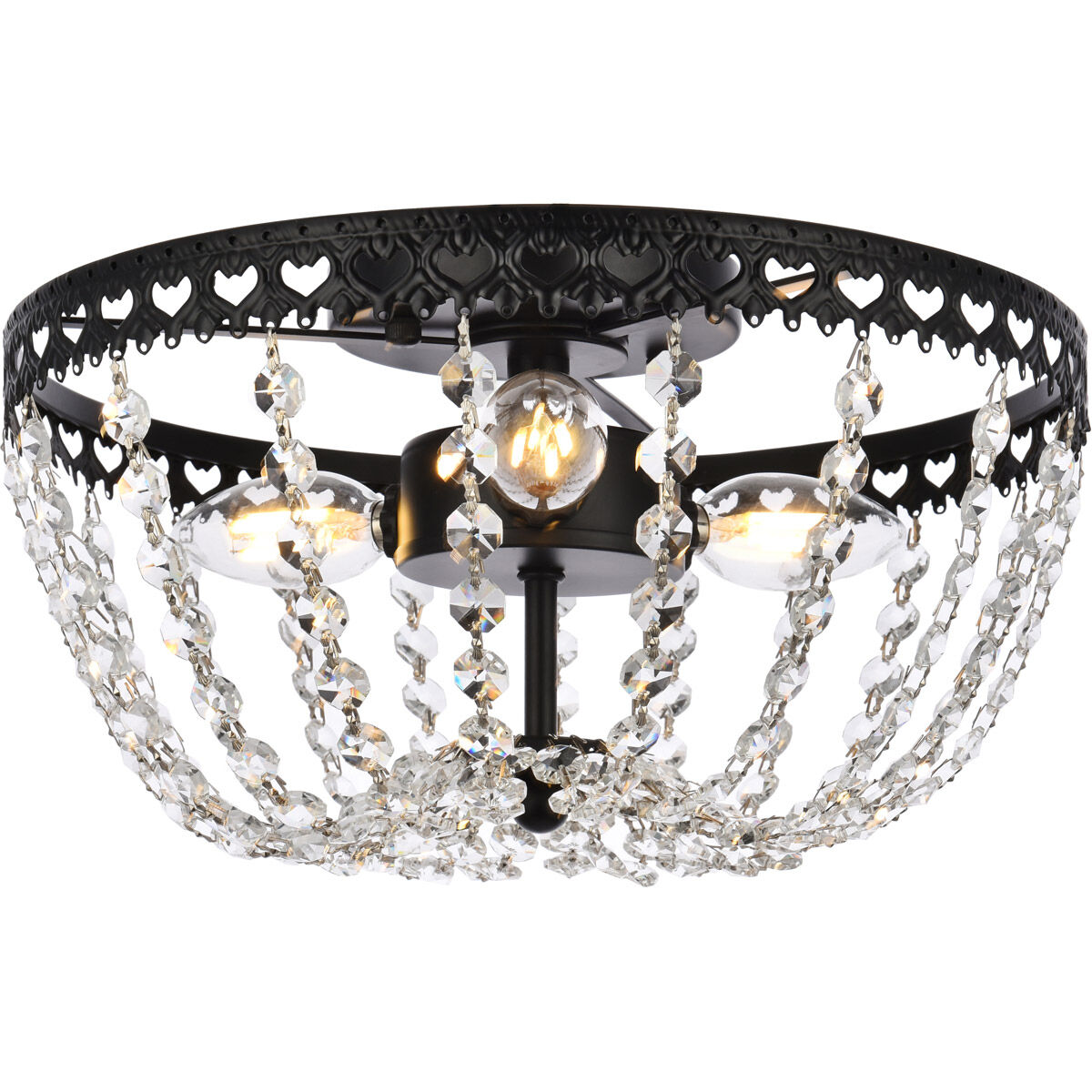 Kylie 3 Light 14 inch Black Flush Mount Ceiling Light