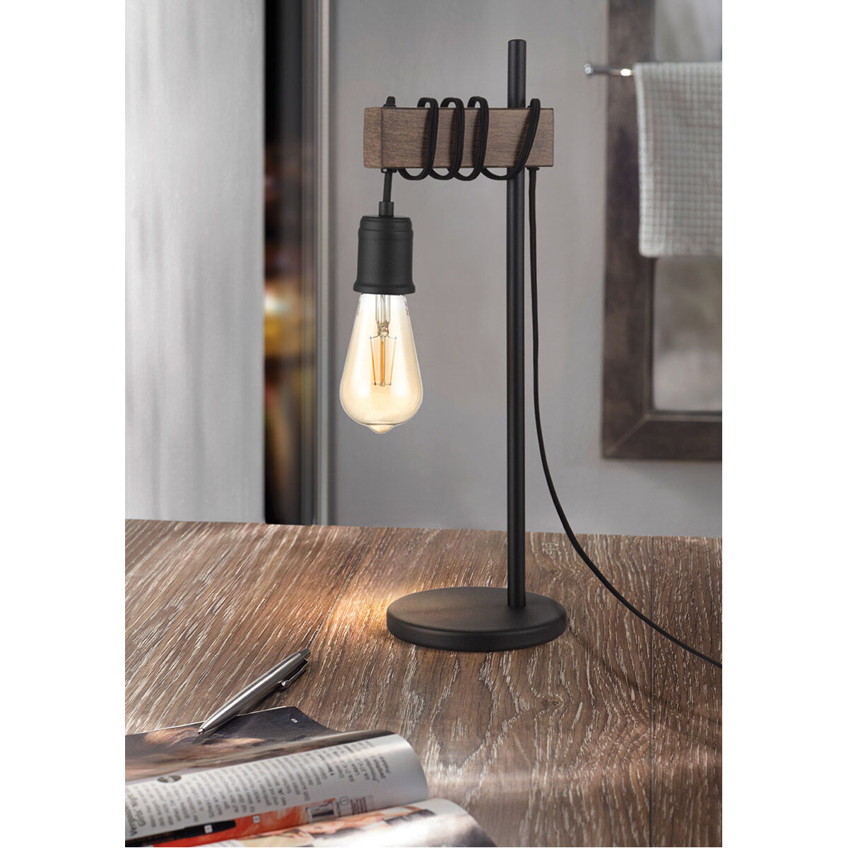 Violon 20.08 inch 60.00 watt Black and Dark Brown Table Lamp Portable Light