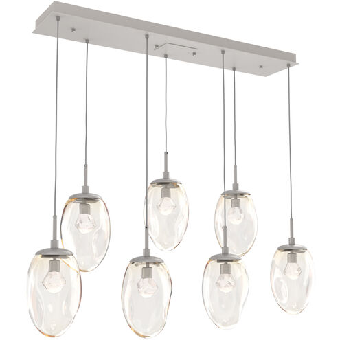 Meteo LED LED Beige Silver Linear Pendant Ceiling Light in Metallic Beige Silver, 2700K LED, Zircon Inner - Amber Outer, Multi-Port