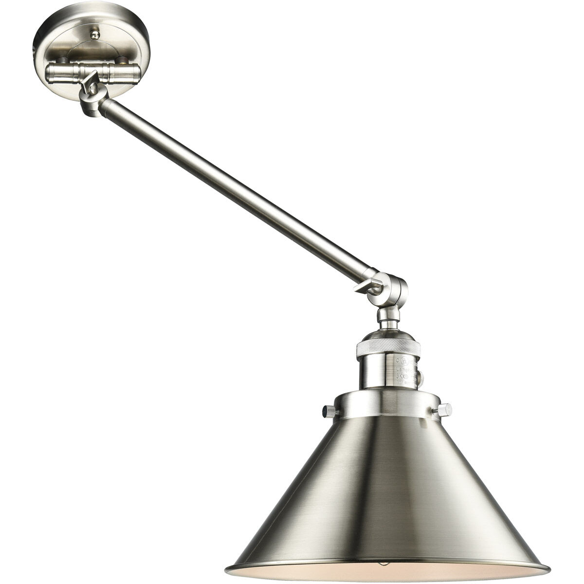 Briarcliff 21 inch 100 watt Satin Nickel Swing Arm Wall Light in Brushed Satin Nickel, Franklin Restoration