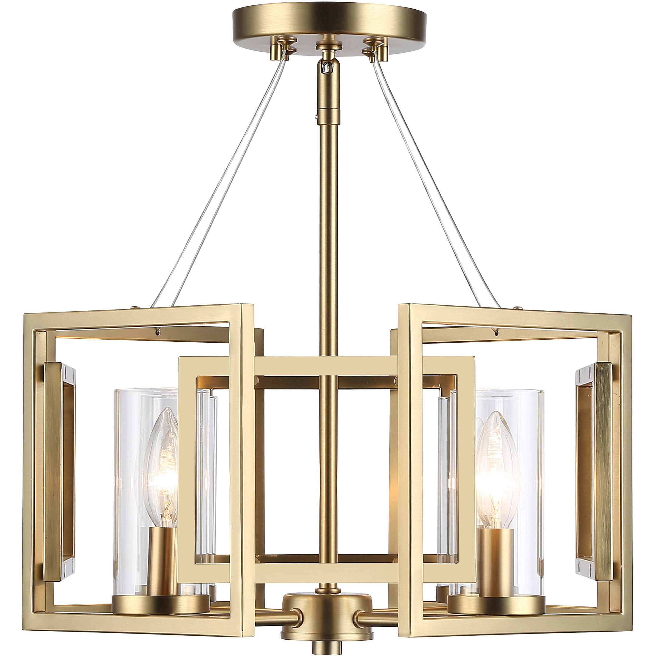 Marco 4 Light 16 inch White Gold Semi-Flush Mount Ceiling Light, Convertible