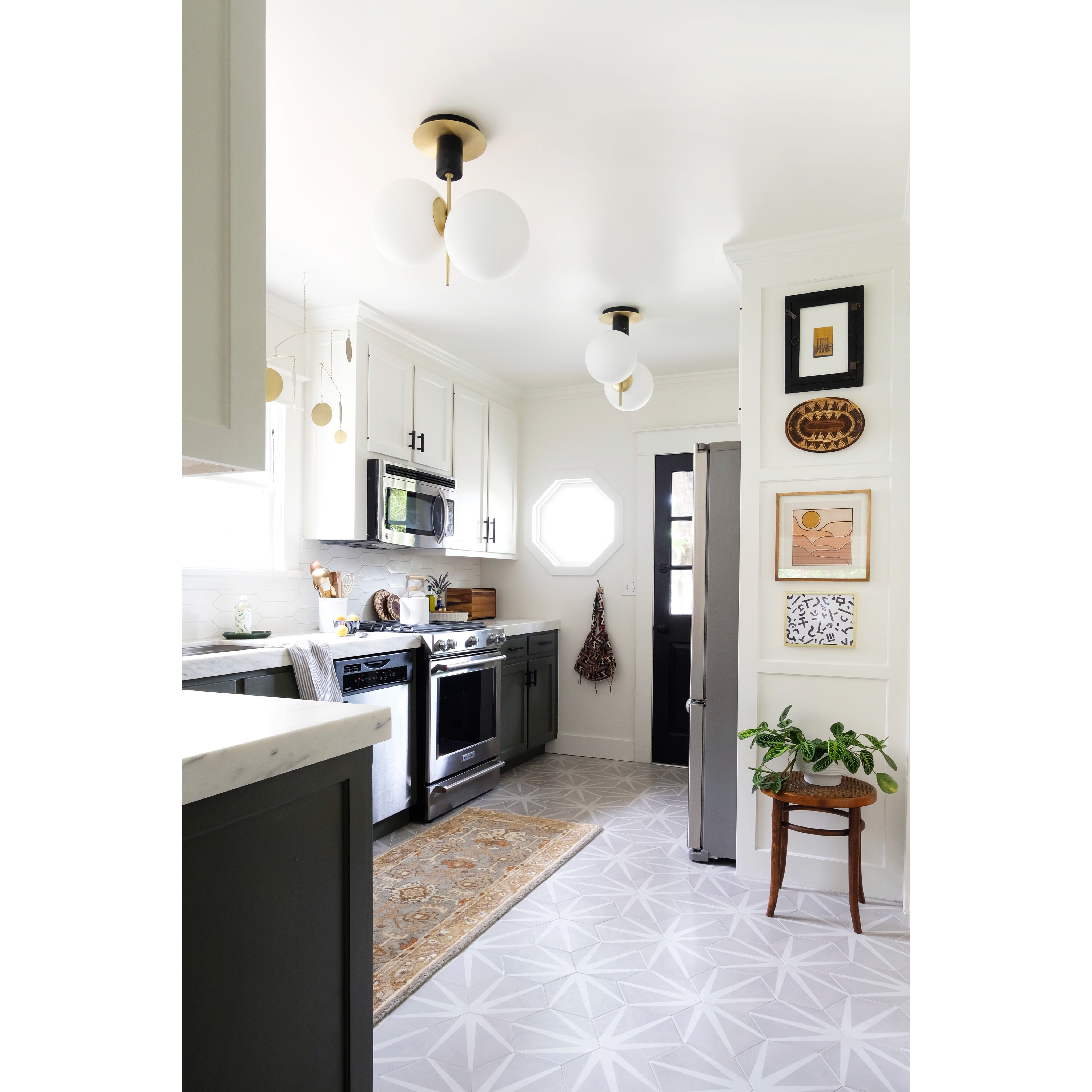 Vesper 2 Light 10 inch Satin Brass/Black Semi-Flush Mount Ceiling Light