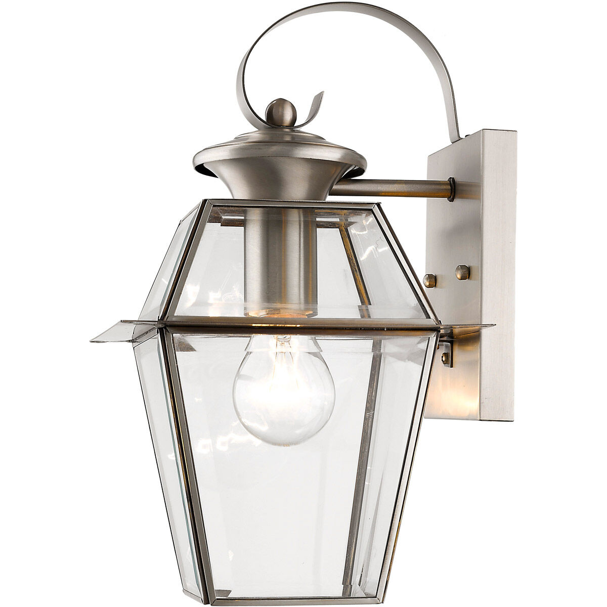 Westover 1 Light 13 inch Brushed Nickel Outdoor Wall Lantern