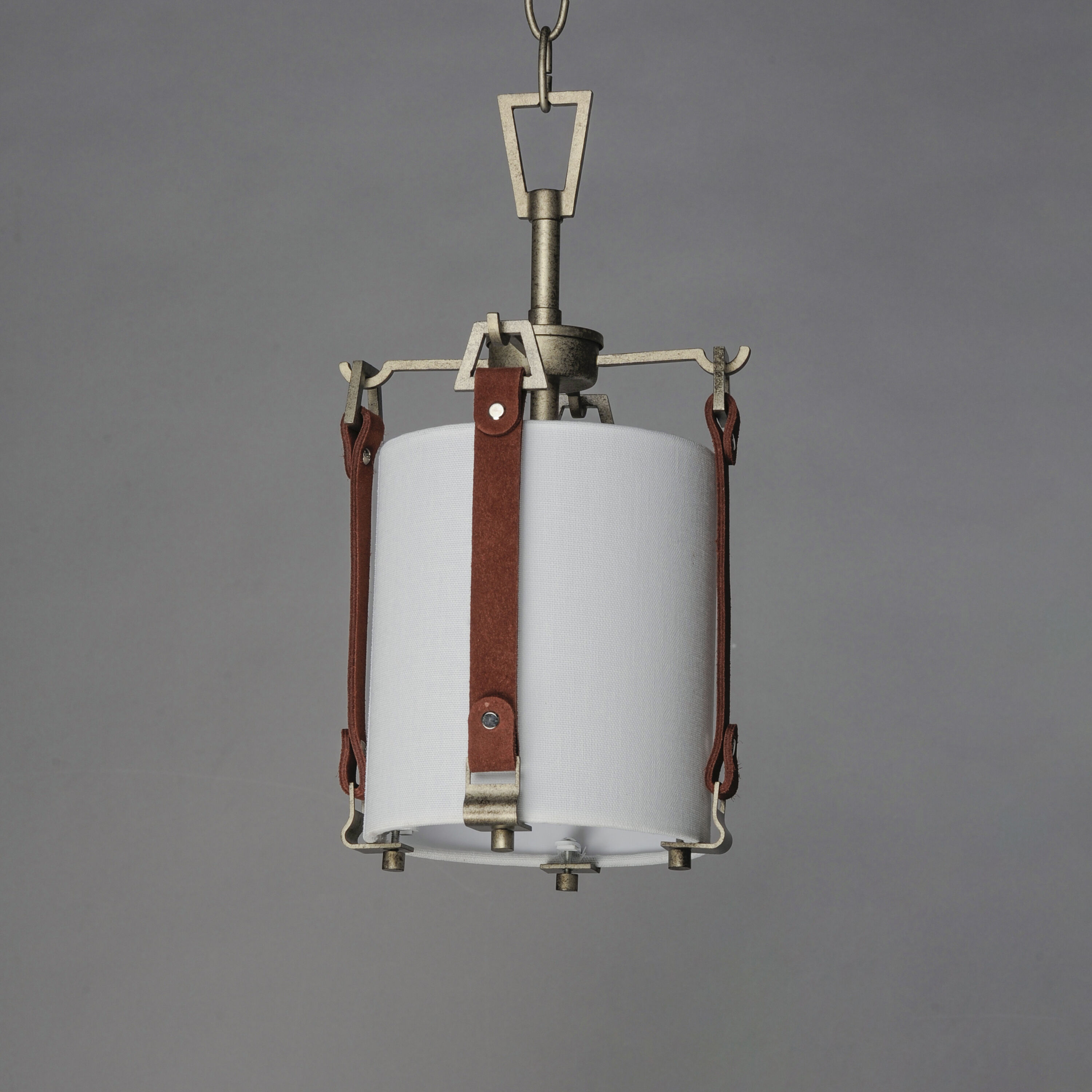 Sausalito 1 Light 7.5 inch Weathered Zinc / Brown Suede Single Pendant Ceiling Light