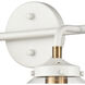 Boudreaux 2 Light 15 inch Matte White with Satin Brass Vanity Light Wall Light