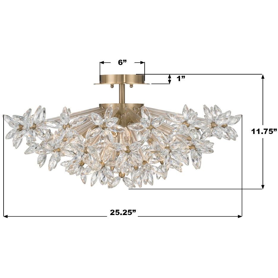 Adley 4 Light 25.25 inch Aged Brass Semi Flush Ceiling Light