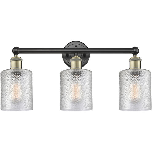 Cobbleskill 3 Light 23 inch Black Antique Brass Bath Vanity Light Wall Light in Clear