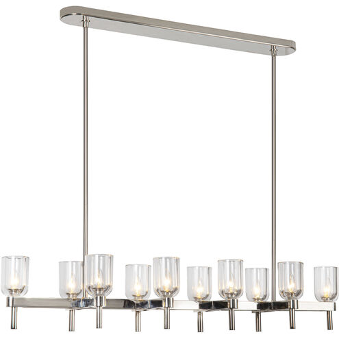 Lucian 10 Light 51.5 inch Polished Nickel Linear Pendant Ceiling Light in Clear Crystal and Polished Nickel