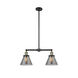 Franklin Restoration Large Cone LED 21 inch Black Antique Brass Chandelier Ceiling Light in Plated Smoke Glass, Franklin Restoration