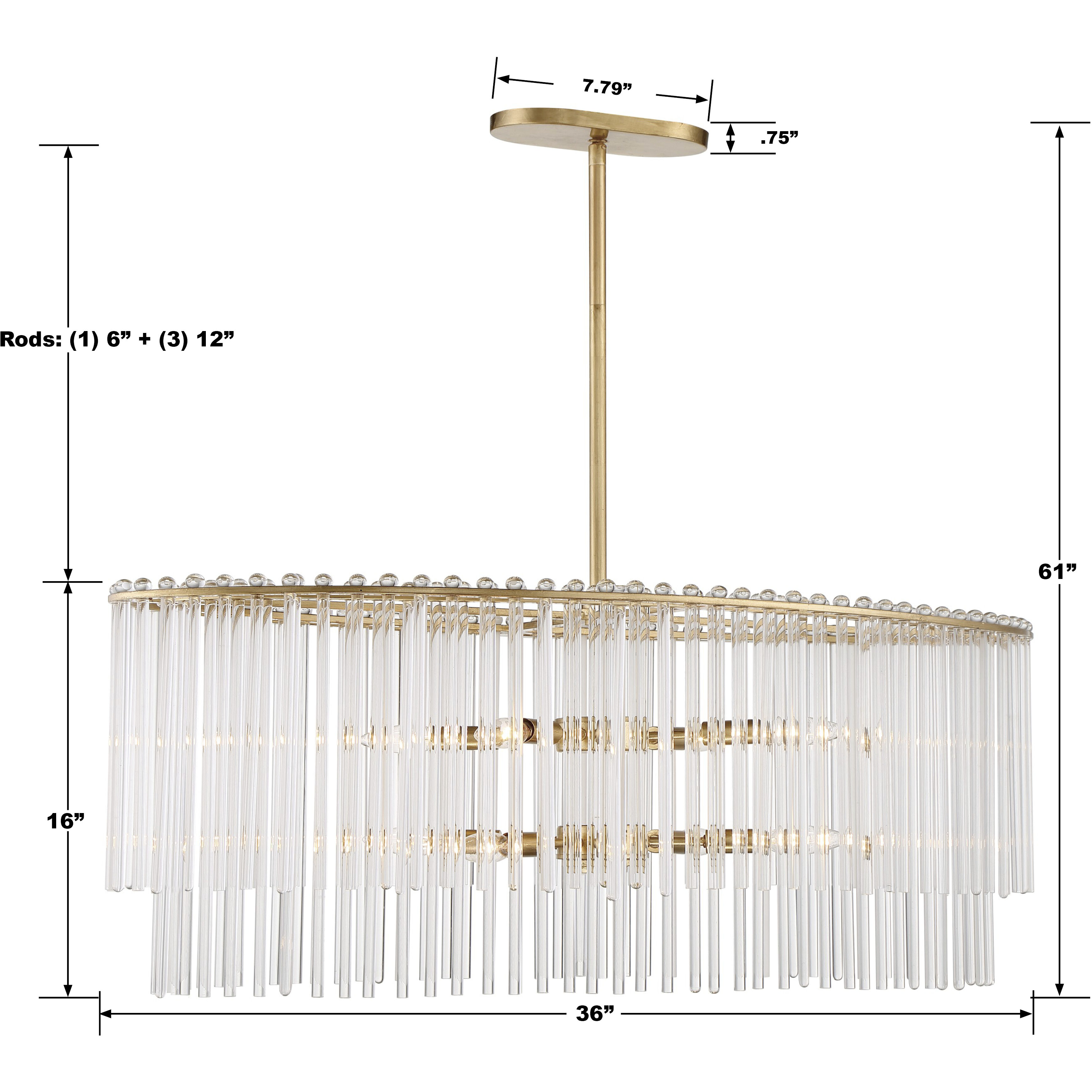 Bleecker 8 Light 36 inch Antique Gold Chandelier Ceiling Light