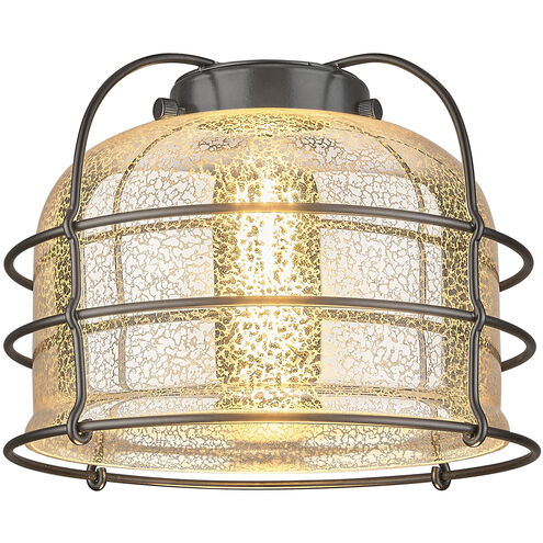 Franklin Restoration Bell Cage LED 9 inch Black Antique Brass Mini Pendant Ceiling Light in Silver Plated Mercury, Franklin Restoration