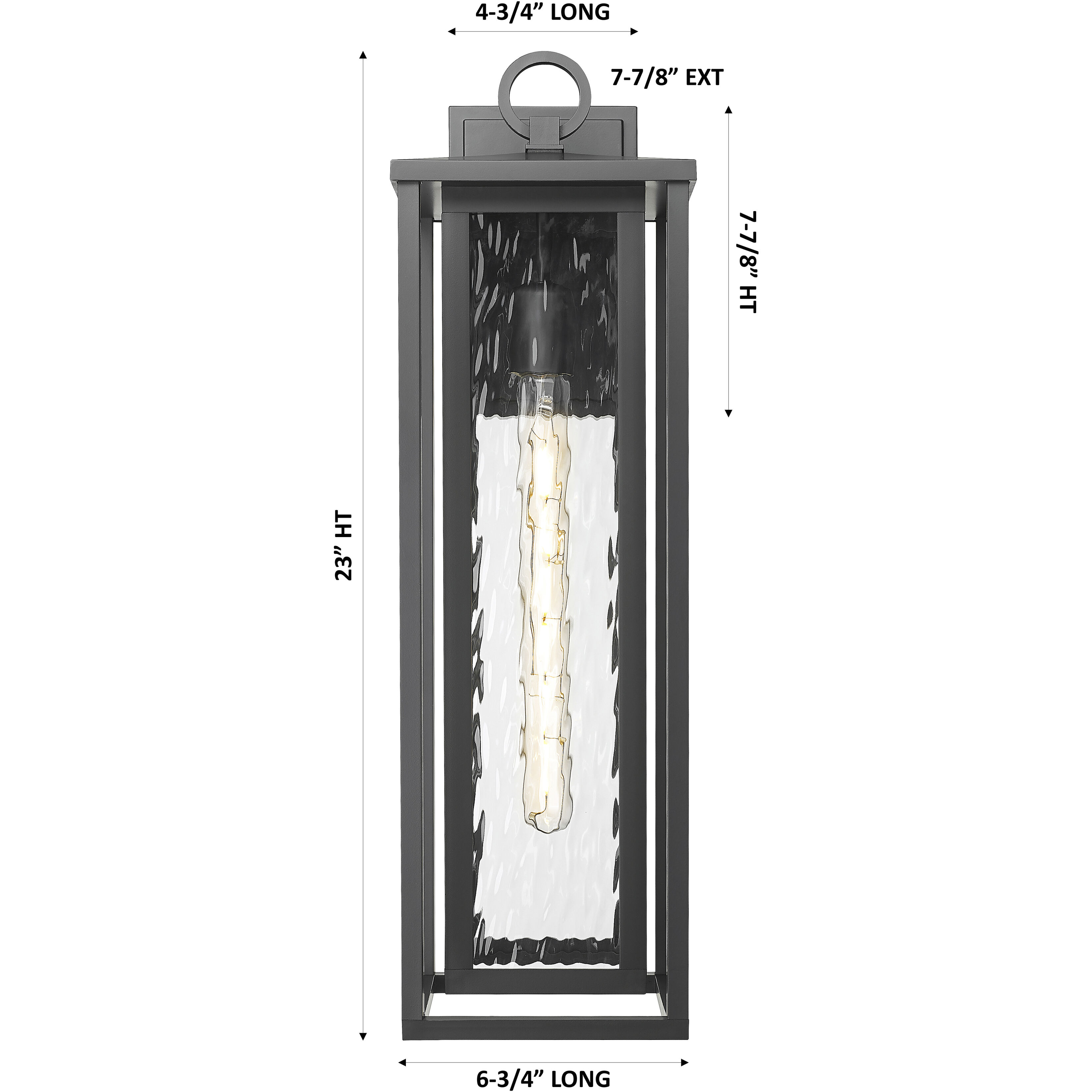 Ashland 1 Light 23 inch Matte Black Outdoor Sconce in Waterglass