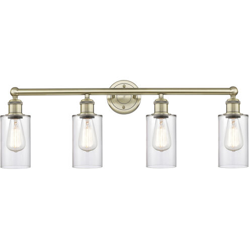 Clymer 4 Light 30.88 inch Antique Brass Bath Vanity Light Wall Light in Clear