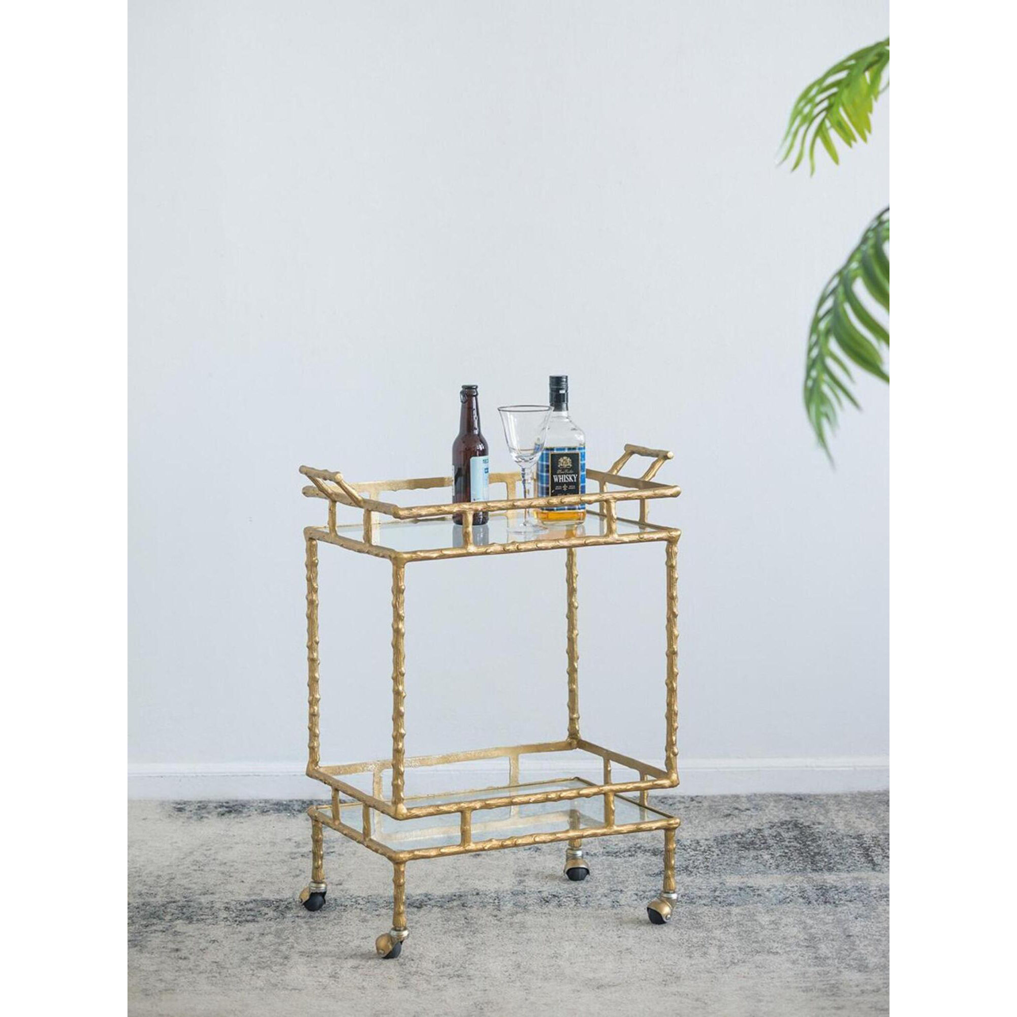 Twig Brass Antique Bar Cart