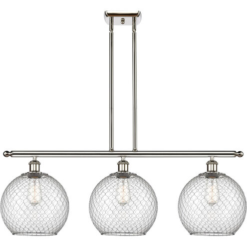 Ballston Large Farmhouse Chicken Wire 3 Light 36 inch Polished Nickel Island Light Ceiling Light, Ballston