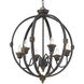 Jules 25.5 inch 60.00 watt Antique Black Iron Chandelier Ceiling Light